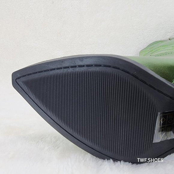 Electric Cowboy Brush Metallic Matte Western Knee High Cowgirl Boots Green - Picture 10 of 11